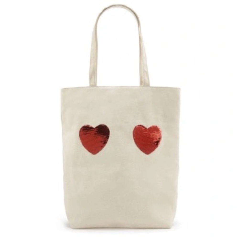 Marc Jacobs Heart Tote Bag Purse In Ecru Multi